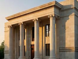 Beige Limestone Column and Wall