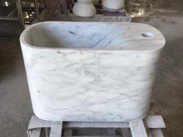 Carrara White marble pedestal wash basin