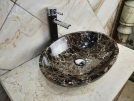 Dark Emperador marble wash basin