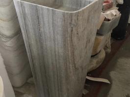 Crystal Wooden White marble pedestal basin