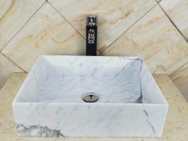 Calacatta White marble square basin