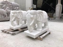 White marble elephant sculpture
