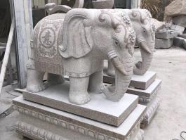 Pink granite elephant big sculpture
