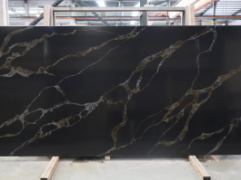 Black marble look quartz slab