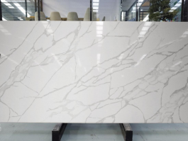 White marble look quartz stone slab